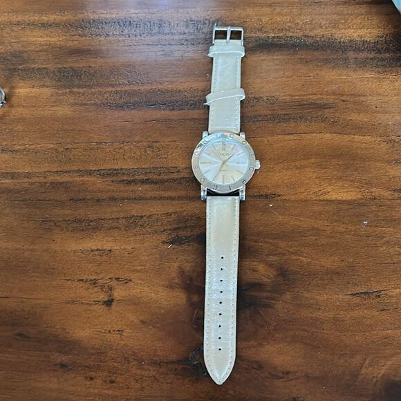 Chico Cream Metallic leather band Watch with Silver Accents - Picture 1 of 9